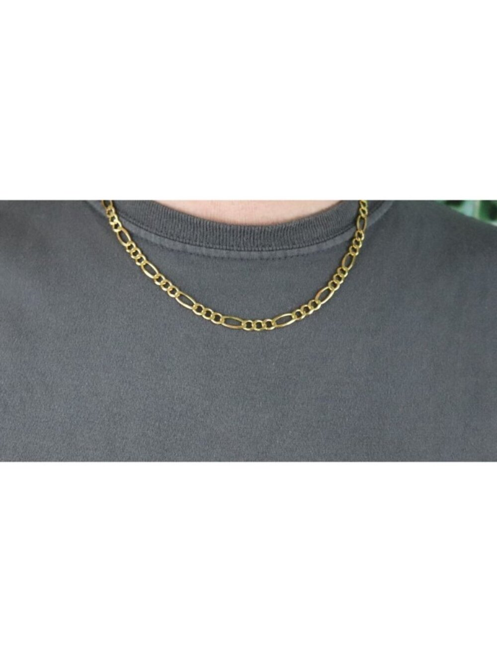 18k Yellow Gold Over Sterling Silver Figaro Link Chain Necklace 20" Men or Women - Picture 3 of 11